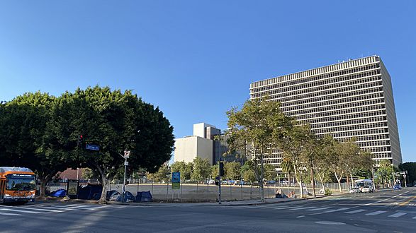 NW corner 1st and Spring, Los Angeles, September 2020