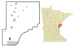 Location of Pine Citywithin Pine County, Minnesota