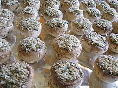 Raw stuffed mushrooms, April 2008