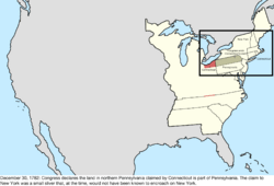 Map of the change to the United States in central North America on December 30, 1782