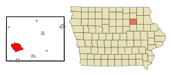 Location of Waverly, Iowa