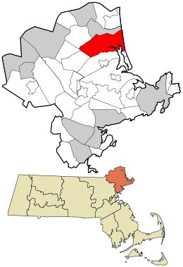 Location in Essex County and the state of Massachusetts.