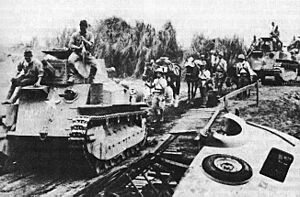 Japanese light tanks moving toward Manila