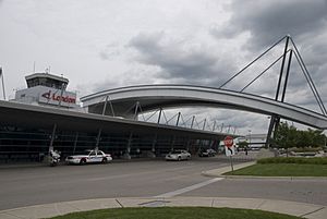 London International Airport arrivals outside