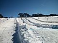 Snow toboggan snowy mountains