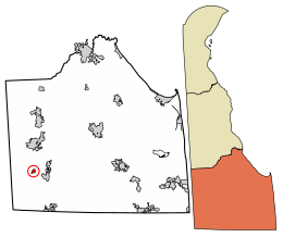 Location of Bethel in Sussex County, Delaware.