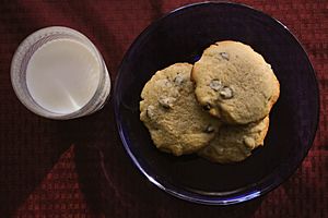 Chocolate chip cookies and milk