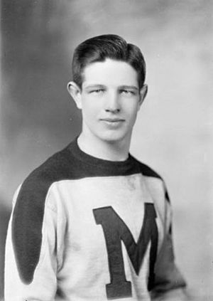 Black and white photo of Bauer as a player for St. Michael's