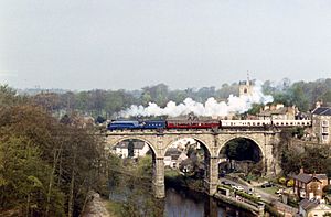 Mallard on Knaresborough viaduct - geograph.org.uk - 2929569.jpg