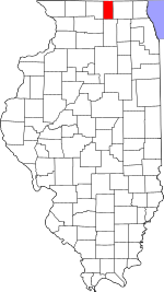 Map of Illinois highlighting Boone County