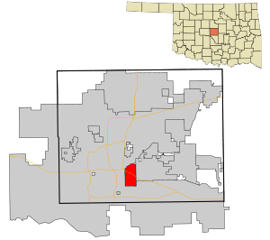 Location in Oklahoma County and the state of Oklahoma.