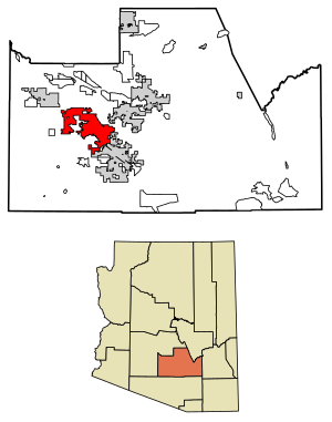 Location of Casa Grande in Pinal County, Arizona.