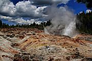 Steamboat Geyser in Yellowstone