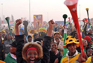 Watching South Africa & Mexico match at World Cup 2010-06-11 in Soweto 7