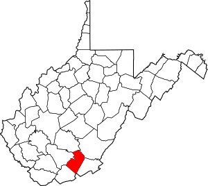 Map of West Virginia highlighting Summers County