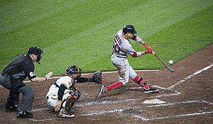 Mookie Betts hitting the ball (36478781664)