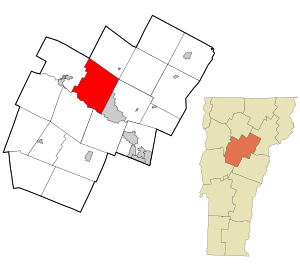 Location in Washington County and the state of Vermont