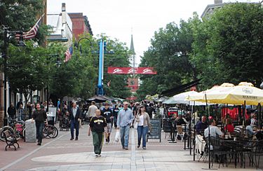 Church Street Marketplace Burlington Vermont looking north from Main Street