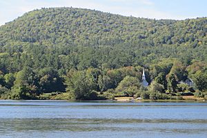 The "Little White Church" in Eaton Center overlooking Crystal Lake