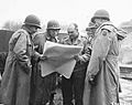 LtGen Omar Bradley, LtGen George Patton, and MGen Manton Eddy