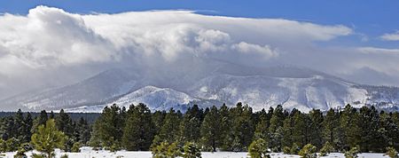 Snow clouds over Kendrick Mountain