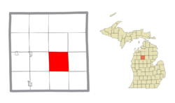 Location within Missaukee County and the state of Michigan