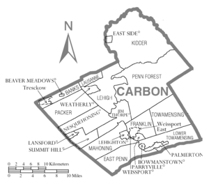 Map of Carbon County, Pennsylvania