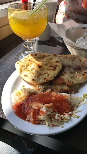 Pupusas with curtido and salsa