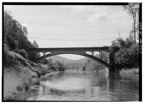 VIEW SOUTH AT RIVER LEVEL - Baker River Bridge, Spanning Baker River at State Route 20, Concrete, Skagit County, WA HAER WASH,29-CONC,1-3