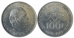 100fr Rainier III - 1989