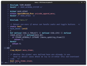 GNU Emacs editing C code