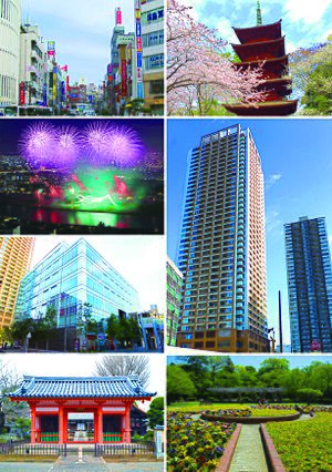     Moto-Yawata Hokekyō-ji   Ichikawa Fireworks High-rise apartments in Yawata   Keisei Electric Railway head office   Shimōsa Kokubun-ji Satomi Park 