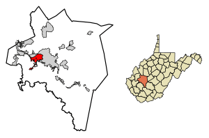 Location of South Charleston in Kanawha County, West Virginia.