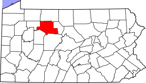 Map of Pennsylvania highlighting Elk County