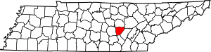 Map of Tennessee highlighting Van Buren County