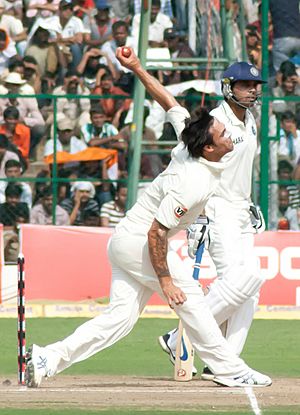 Mitchell Johnson bowling against India, October 2010