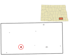 Location of Edgeley, North Dakota