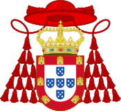 Ornamented Royal Coat of Arms of Cardinal Henry I of Portugal.svg