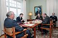 President Ronald Reagan and Soviet General Secretary Mikhail Gorbachev meet at Hofdi House during the Reykjavik Summit Iceland