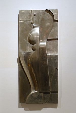 Relief H-6 PA by Oskar Schlemmer, Tut Schlemmer, Edition 1 of 7, 1919, cast nickel - Museum für Angewandte Kunst Köln - Cologne, Germany - DSC09570