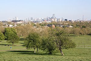 A panorama of Primrose Hill, showing the skyline of London. Picture posted in April 2020 after the topping out of 22 Bishopsgate the previous year.