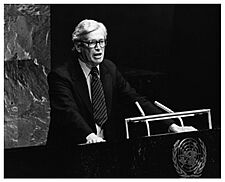 Brian Talboys addressing the UN General Assembly, August 1980