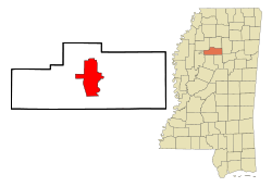 Location of Grenada, Mississippi