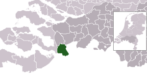 Highlighted position of Woensdrecht in a municipal map of North Brabant