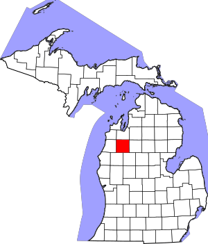 Map of Michigan highlighting Wexford County