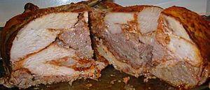 Turducken quartered cross-section