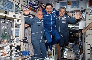 ISS-02 Soyuz TM-32 Taxi crewmembers in the Zvezda Service Module