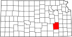 State map highlighting Greenwood County