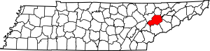 Map of Tennessee highlighting Knox County