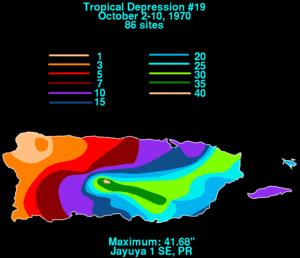 Tropical Depression Nineteen 1970 rainfall